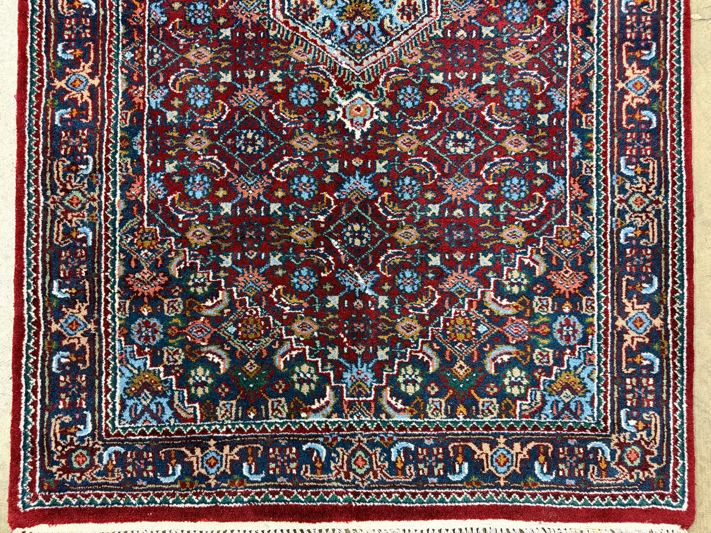 3’4”x5’6” Fine Hand-Knotted Wool IndoBidjar Persian Rug 3x5 Burgundy Handmade Carpet