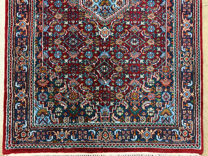 3’4”x5’6” Fine Hand-Knotted Wool IndoBidjar Persian Rug 3x5 Burgundy Handmade Carpet