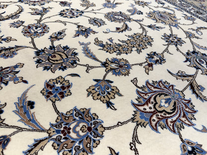 9’10”x12’11” Very Fine Hand-Knotted Persian Nain Signed Area Rug