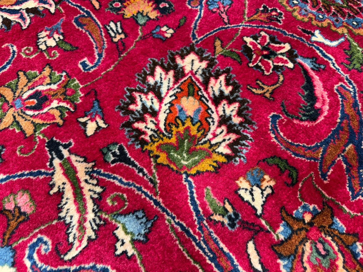 11’6”x16’5” Hand-Knotted Very Fine Wool Persian Mashad Signed Area Rug Handmade