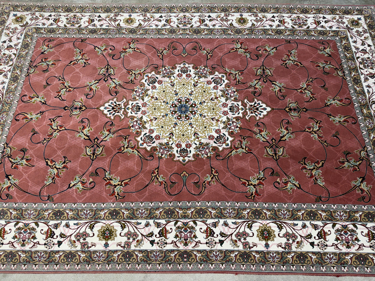 Hand-Knotted 60 Raj Persian Tabriz Rug - 6'8"x10'4"