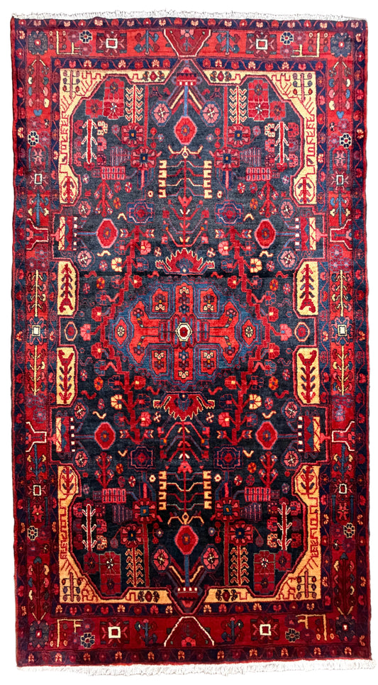 Hand-Knotted Persian Hamadan Rug - 5’4”x9’7”