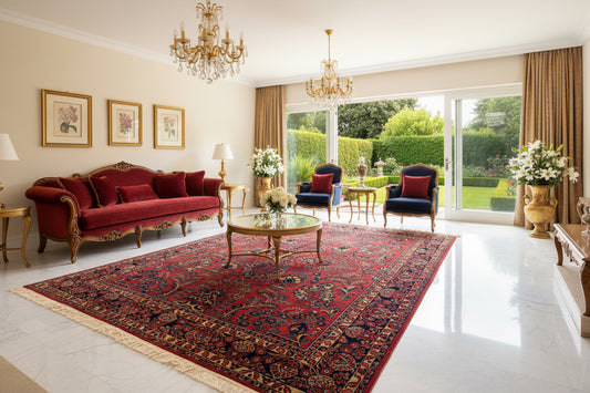 Hand-Knotted Antique Persian Sarouk Rug - 9’x11’7”