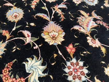 10’ Diameter Very Fine Hand-Knotted Wool & Silk Round Tabriz Persian Rug - 10x10 Handmade Carpet