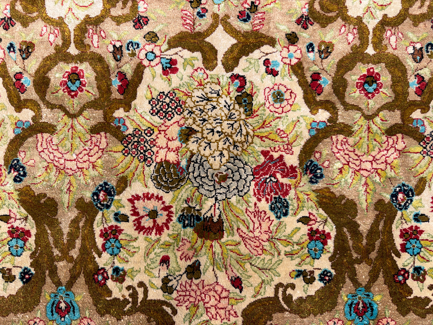 Hand-Knotted Silk Persian Qum Rug - 4’6”x7’2”