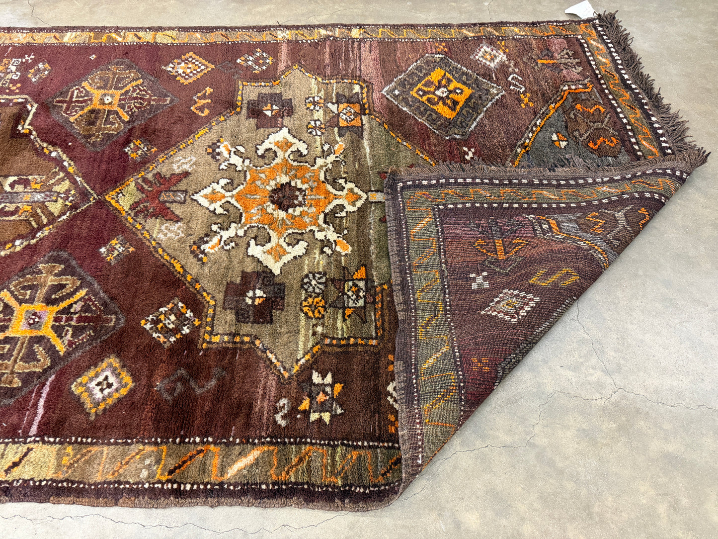 4’6”x12’9” Hand-Knotted Wool Russian Signed Kazak Runner