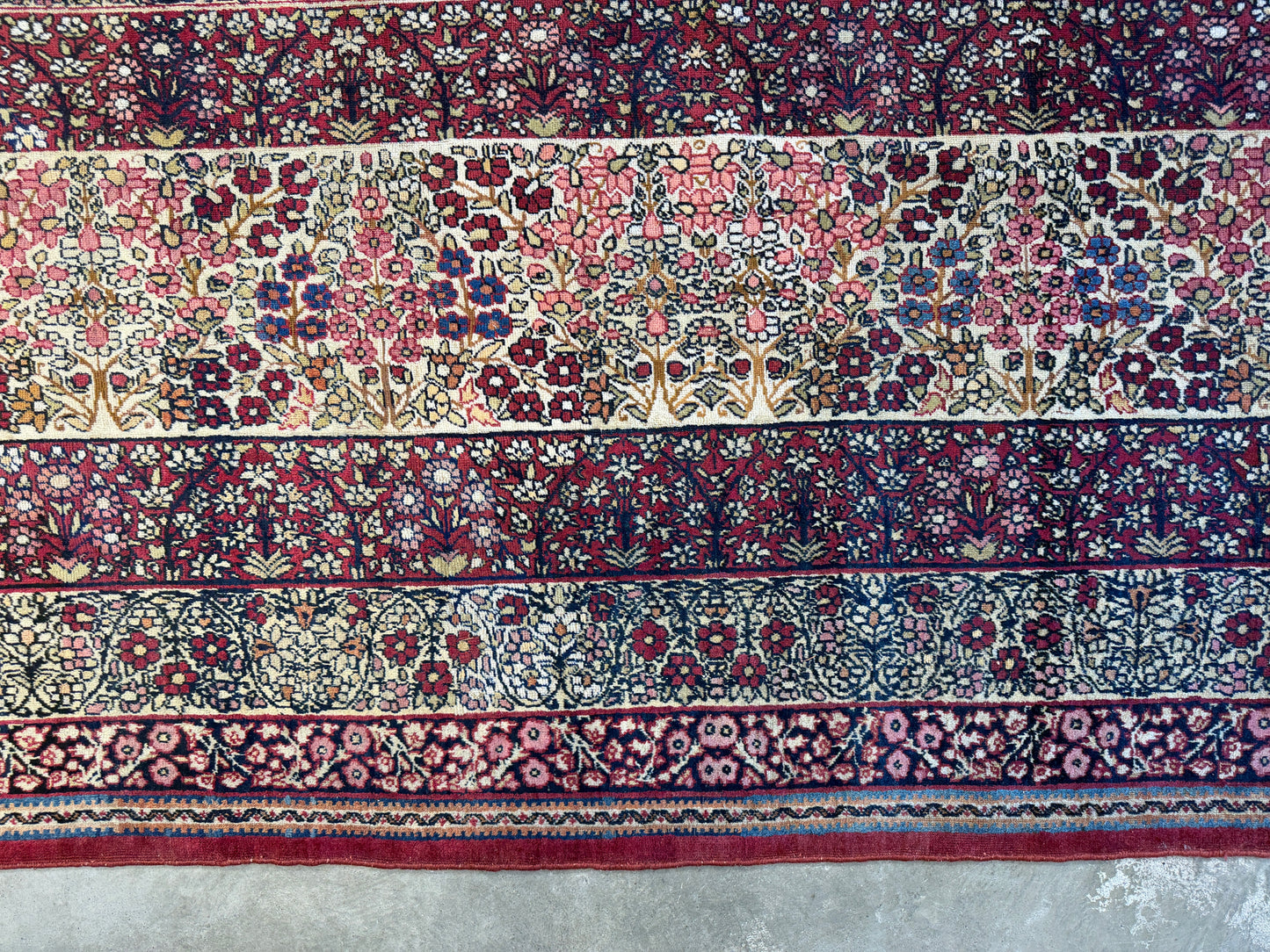 12’11”x21’7” Very Fine Collector Antique Hand-Knotted Signed Persian Kerman Area Rug