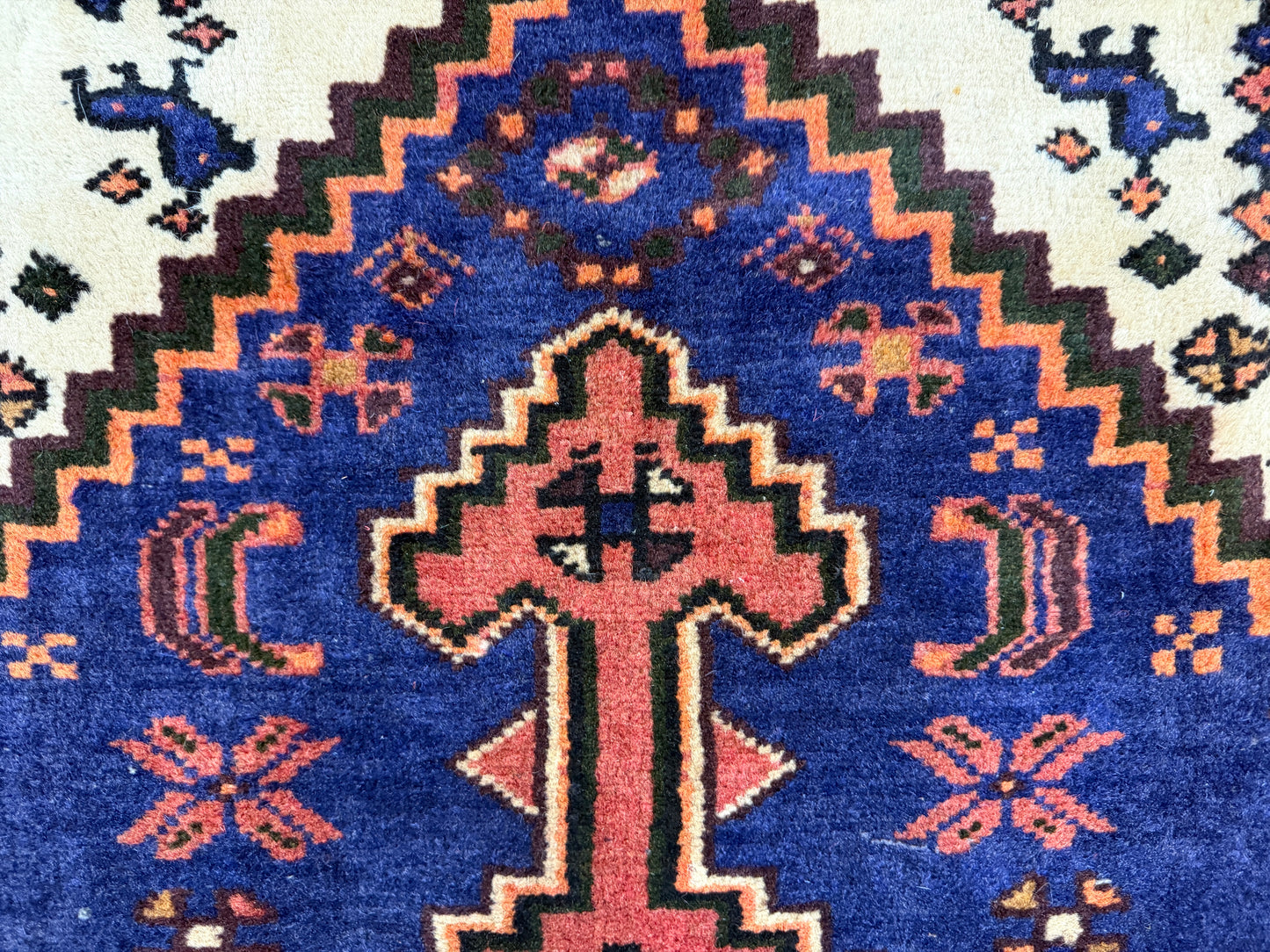 3’4”x5’ Hand-Knotted Wool Hamadan Persian Rug 3x5 Blue Handmade Carpet