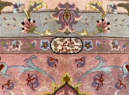 9’10”x13’5” Very Fine Hand-Knotted Persian Tabriz 80 Raj Area Rug