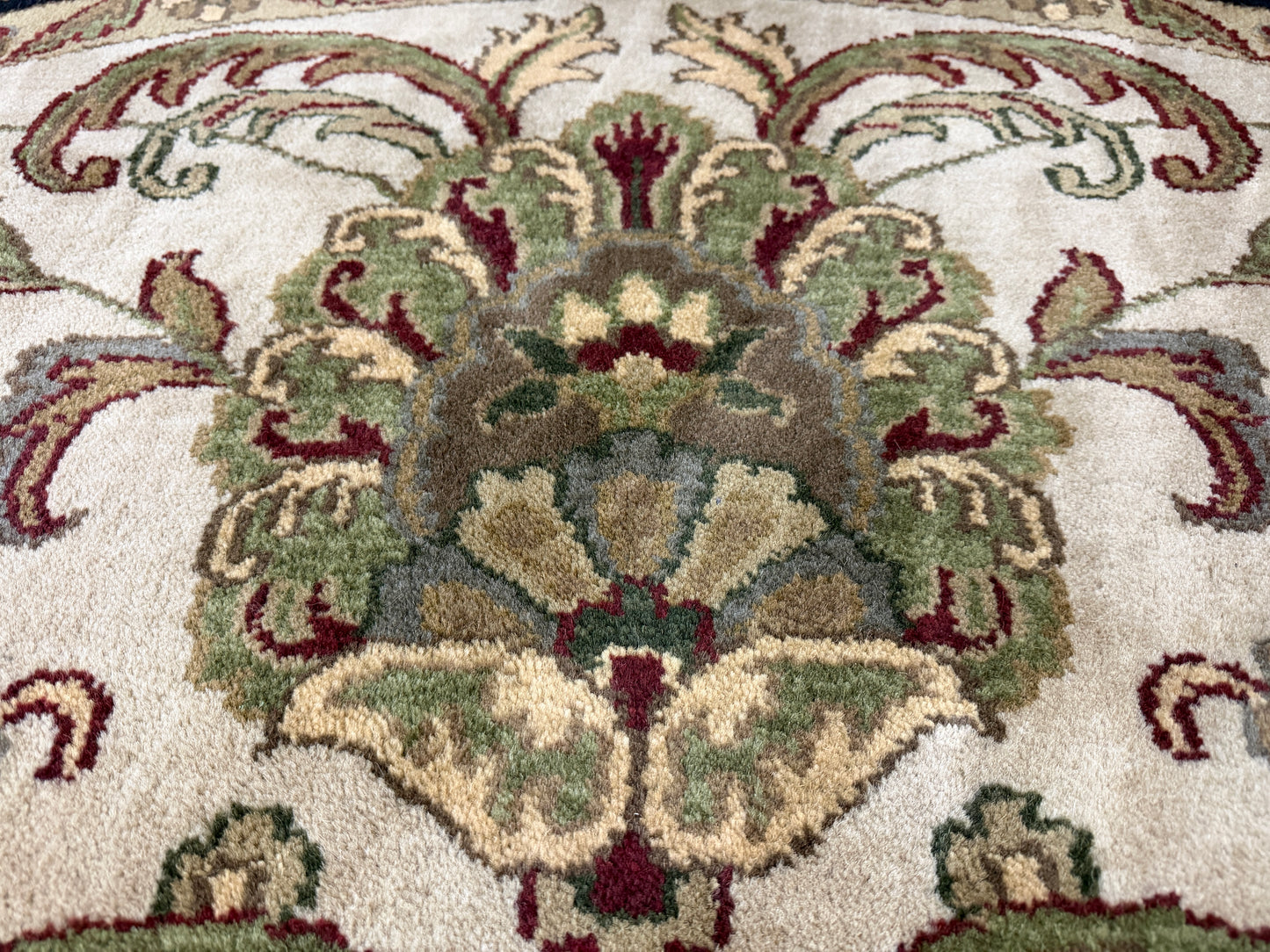 10’2” Diameter Hand-Knotted Wool Indian Round Oriental Rug - 10x10 Handmade Carpet