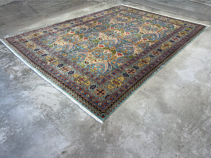 9’10”x13’2” Fine Hand-Knotted Kork Wool Persian Tabriz Rug Handmade All-over Area Carpet