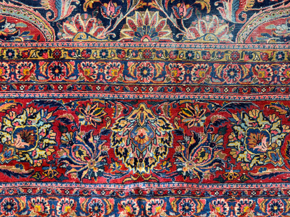 10’x13’7” Very Fine Antique Hand-Knotted Persian Kashan Area Rug