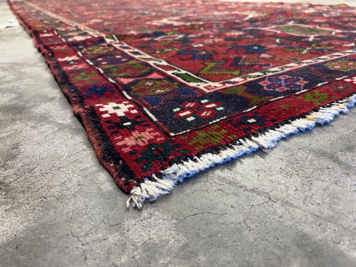 4’3”x14’1” Antique Hand-knotted Wool Herize Runner Rug - Handmade Red 4x14