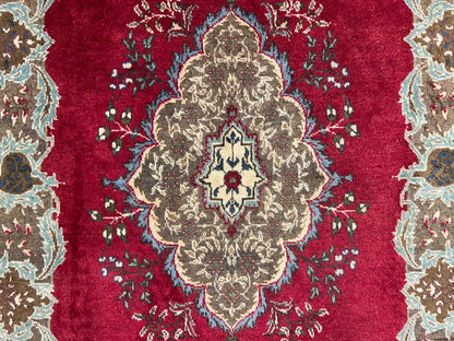 4'2"x6'3" Antique Hand-knotted Wool Tabrize Area Rug - Handmade Red 4x6 Carpet