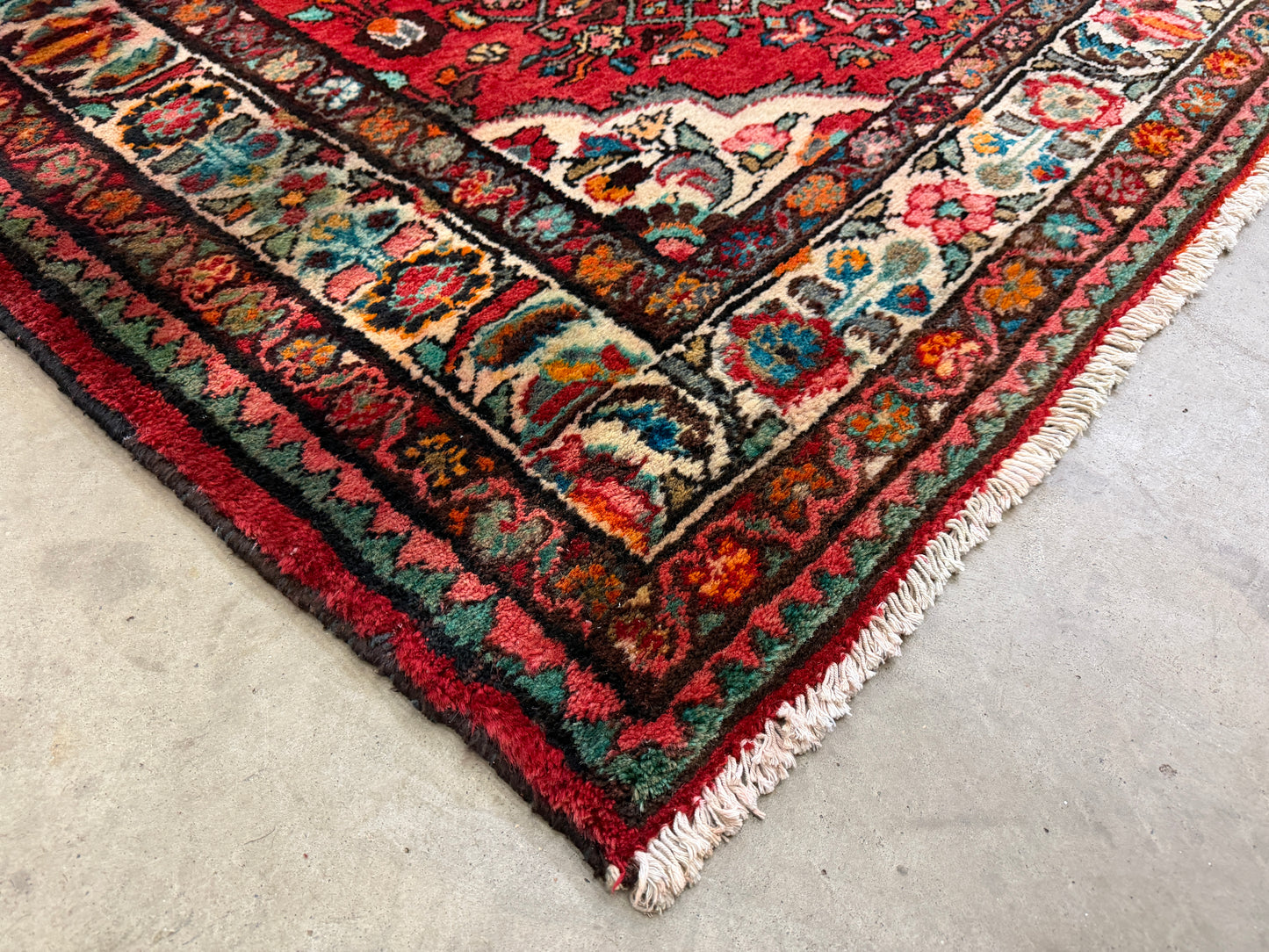 4’10”x10’3” Vintage Hand-Knotted Wool Hamadan Persian Rug 4x10 Red Handmade Tribal Carpet