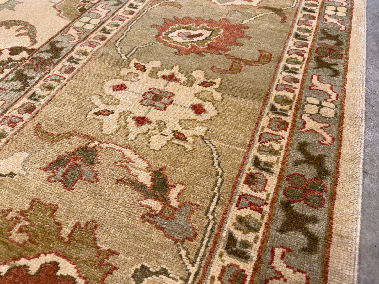 13’1”x16’2” Hand-Knotted Wool Oushak Area Rug Handmade All-over Carpet