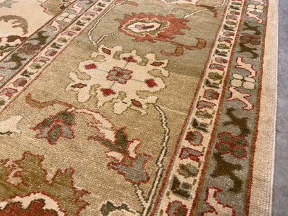 13’1”x16’2” Hand-Knotted Wool Oushak Area Rug Handmade All-over Carpet
