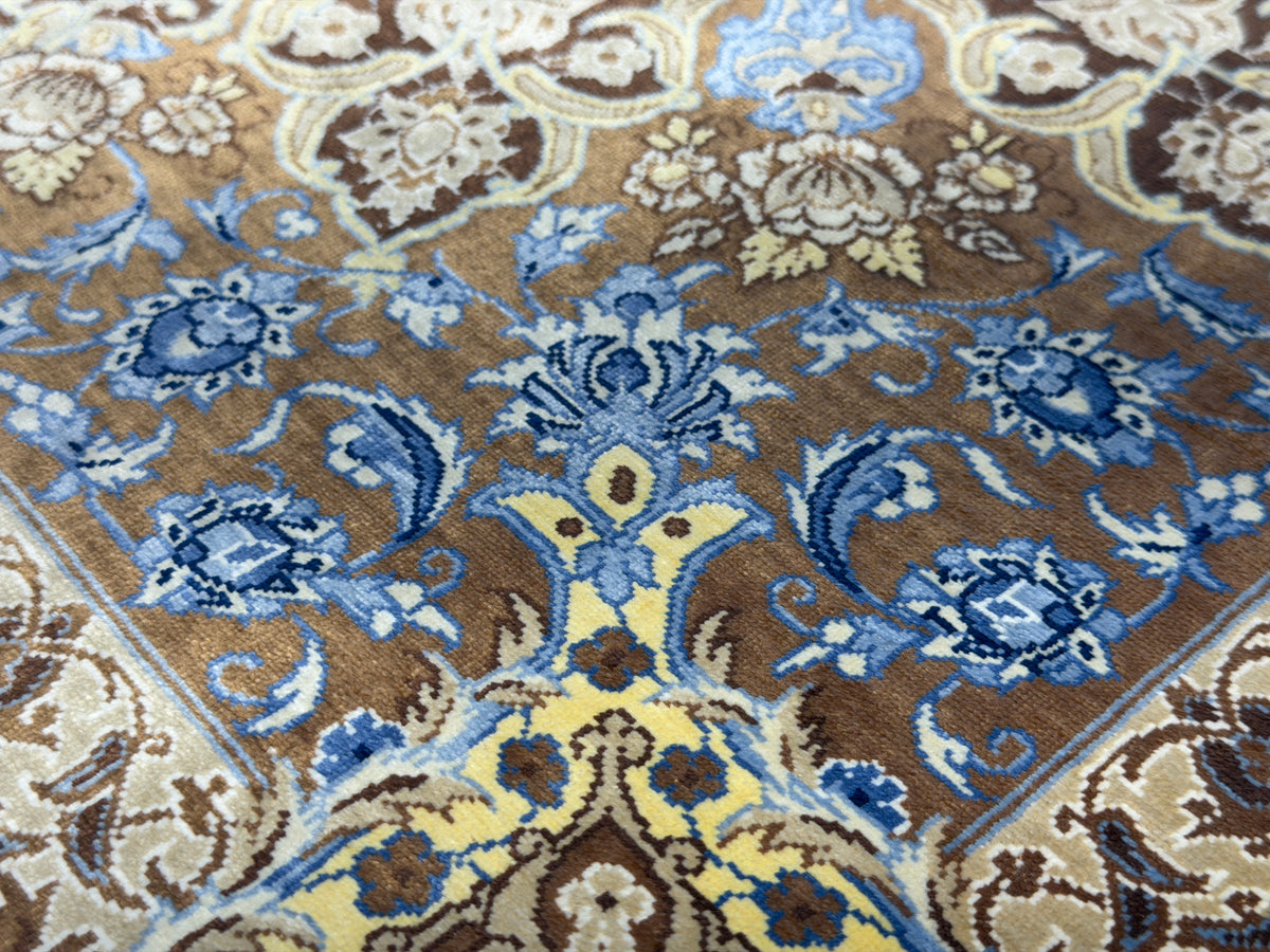 Hand-Knotted Silk Persian Qum Rug - Signed Ahmadi - 3’3”x4’10”