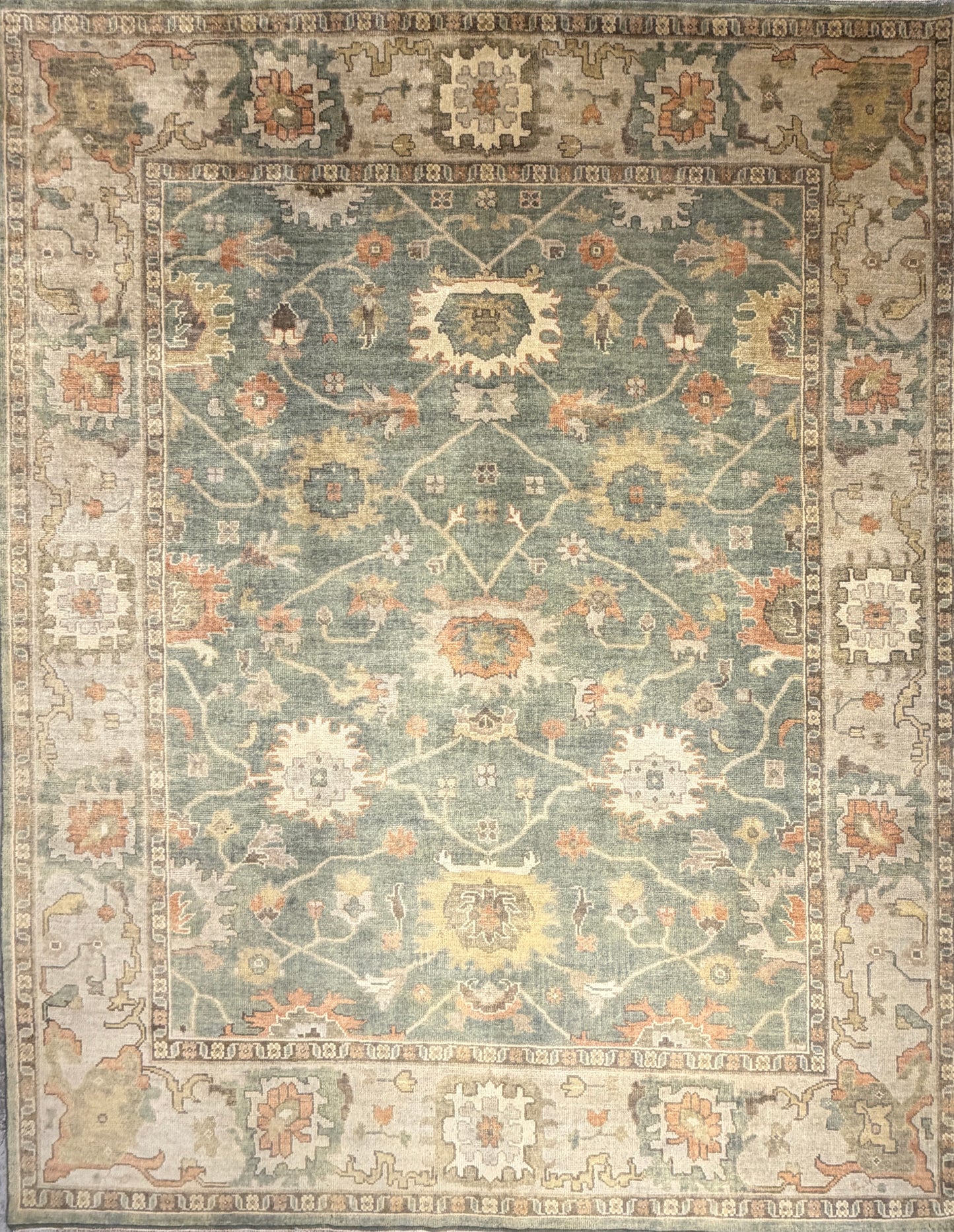 8’x10’ Hand-Knotted Wool Oushak Area Rug