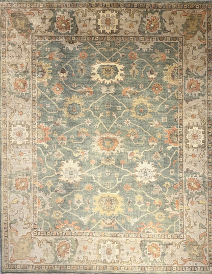8’x10’ Hand-Knotted Wool Oushak Area Rug