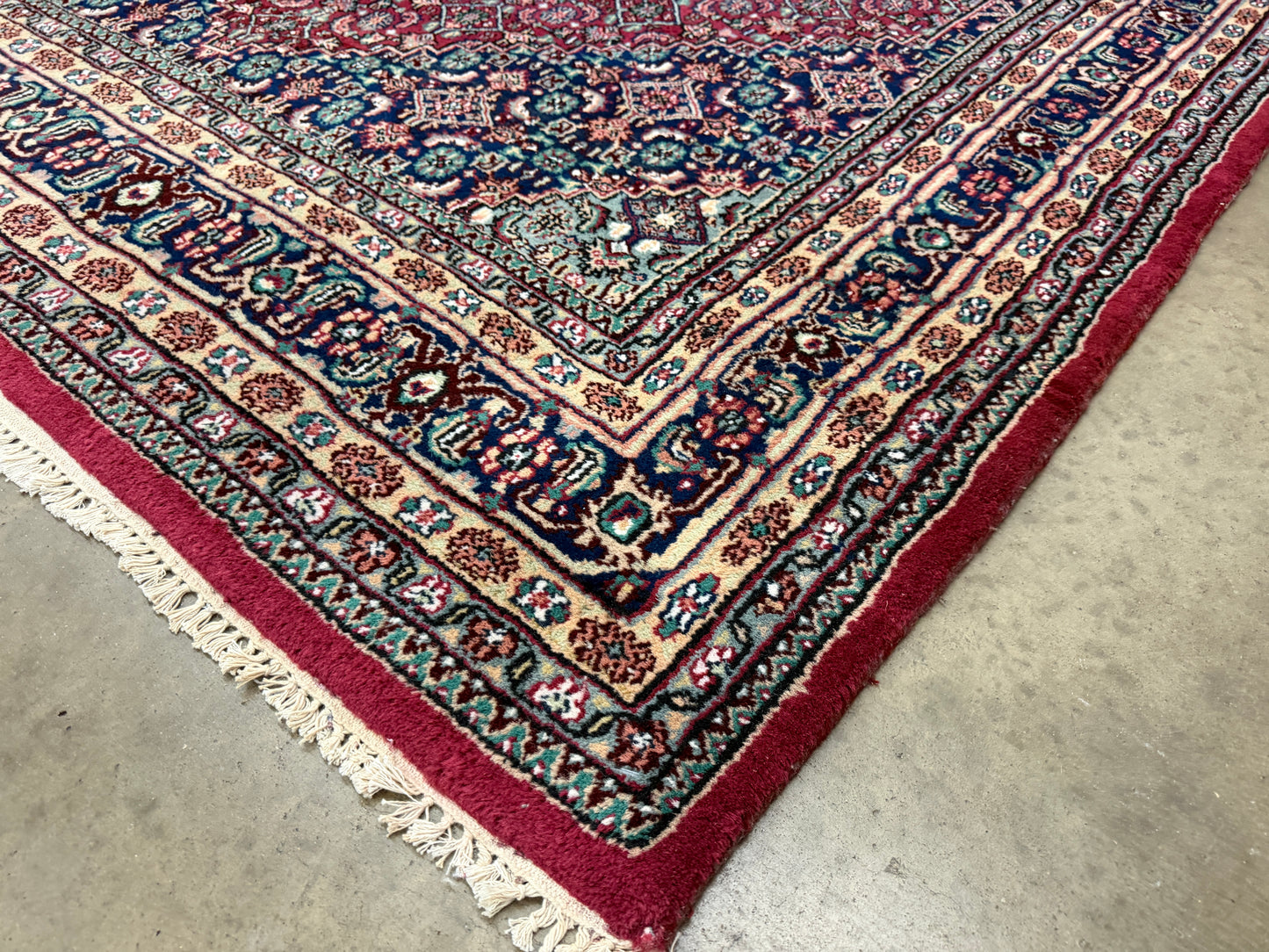 6’x9’ Fine Hand-Knotted Wool IndoBidjar Persian Rug 6x9 Burgundy All-Over Handmade Carpet