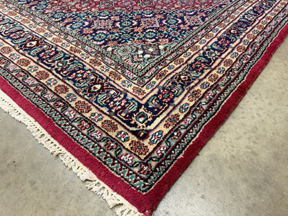 6’x9’ Fine Hand-Knotted Wool IndoBidjar Persian Rug 6x9 Burgundy All-Over Handmade Carpet