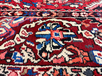 10’1”x12’3” Vintage Hand-Knotted Wool Bakhtiari Persian Rug 10x12 Red Handmade Carpet