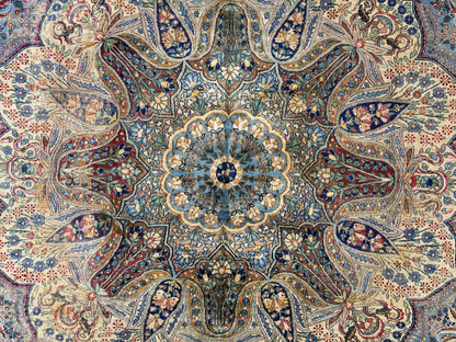 11’x14’10” Antique Hand-Knotted Fine Wool Persian Kerman Area Rug Handmade