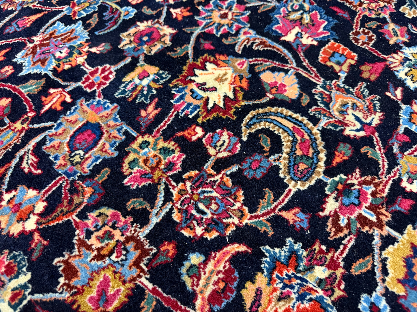 9’9”x13’2” Hand-Knotted Very Fine Antique Wool Persian Mashad Signed Saber Area Rug