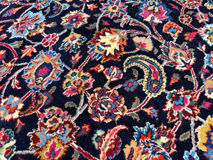 9’9”x13’2” Hand-Knotted Very Fine Antique Wool Persian Mashad Signed Saber Area Rug