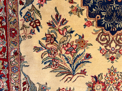 Hand-Knotted Antique Persian Qum Rug - 4’6”x7’2”