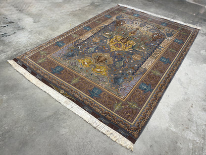 Hand-Knotted 60 Raj Pictorial Persian Tabriz Rug - Signed Nazeri - 5'10"x8'3"