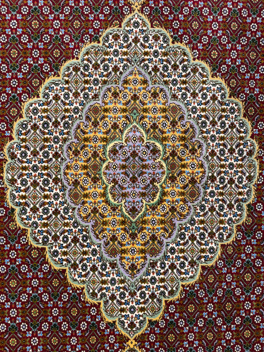 Hand-Knotted Persian Tabriz Mahi Rug - 5'x6'8"
