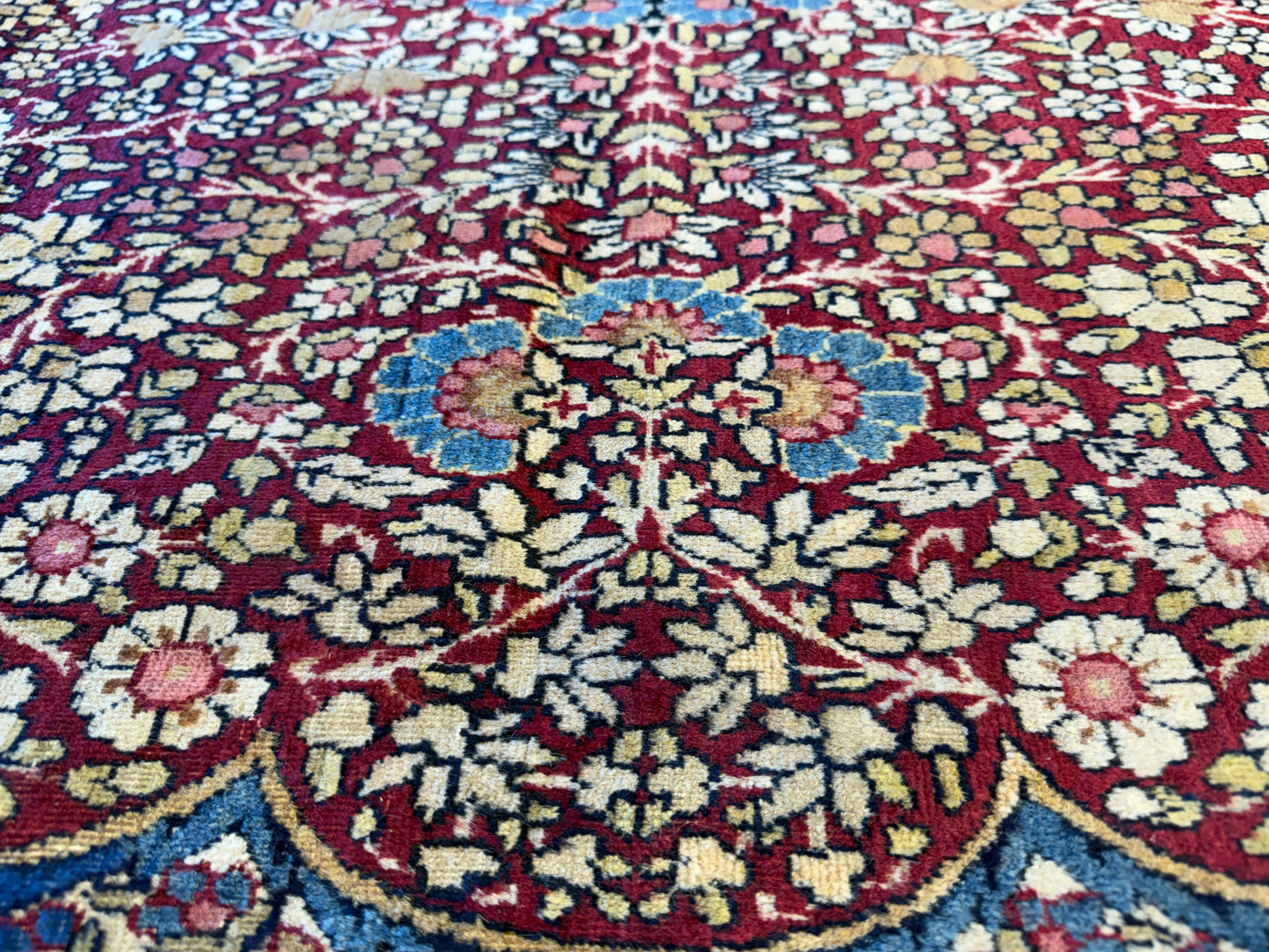 12’11”x21’7” Very Fine Collector Antique Hand-Knotted Signed Persian Kerman Area Rug