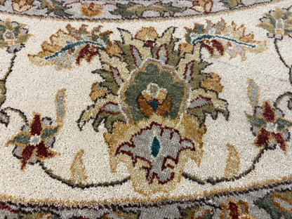8’ Diameter Hand-Knotted Wool Indian Round Oriental Rug - 8x8 Handmade Carpet