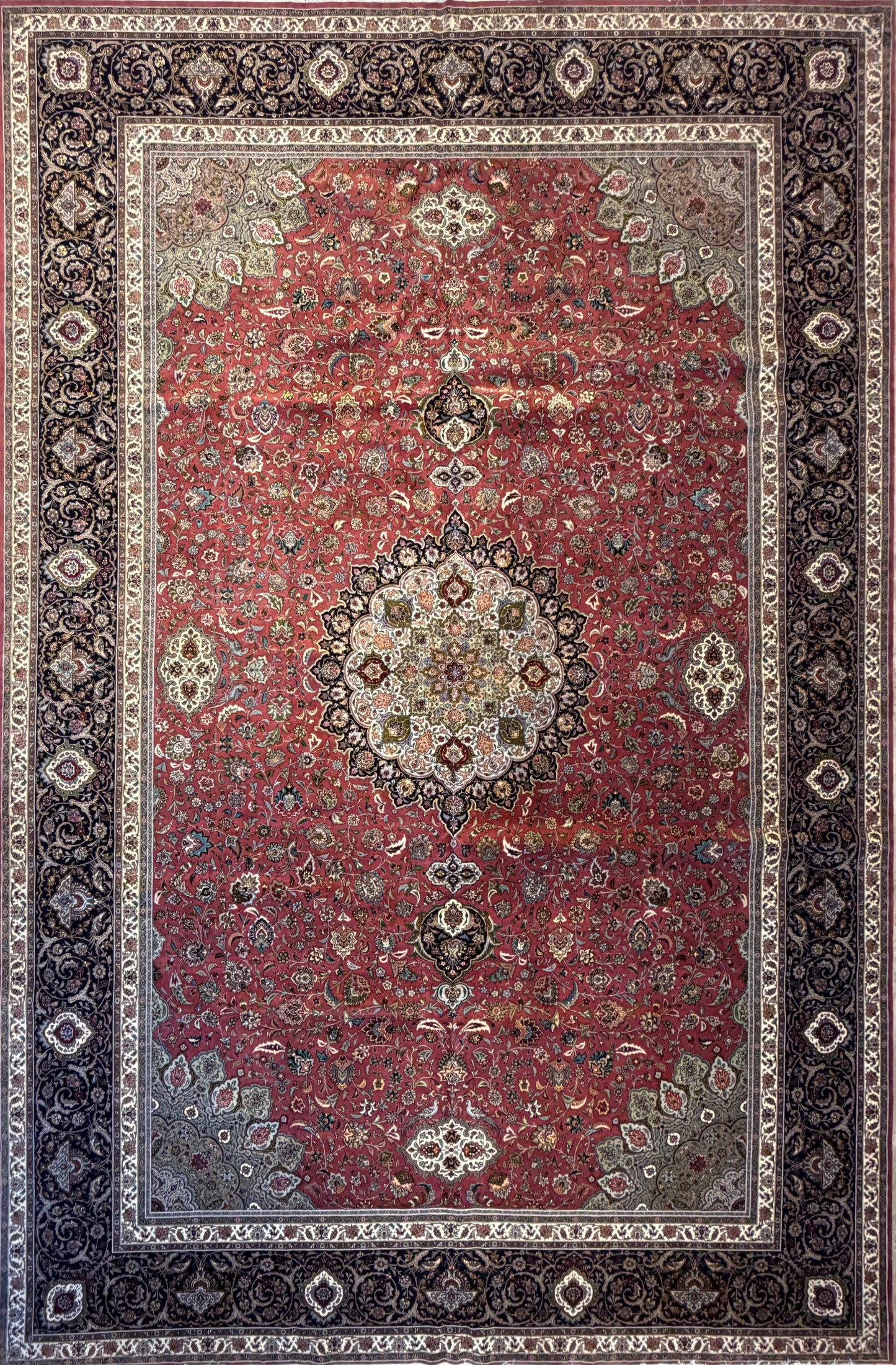13’3”x20’2” Hand-Knotted 55 Raj Persian Tabriz Rug