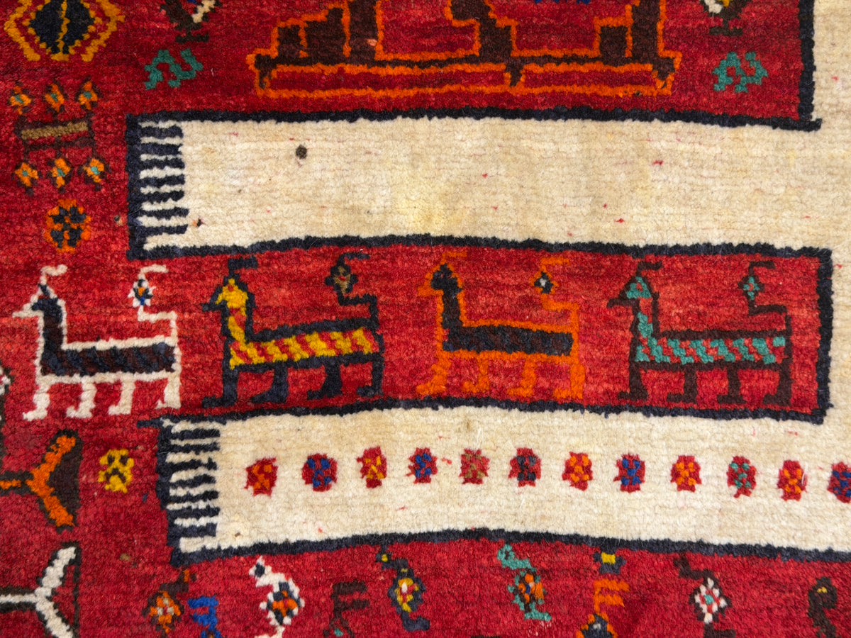 Hand-Knotted Persian Qashqai Gabbeh Rug - 4’6”x6’5”