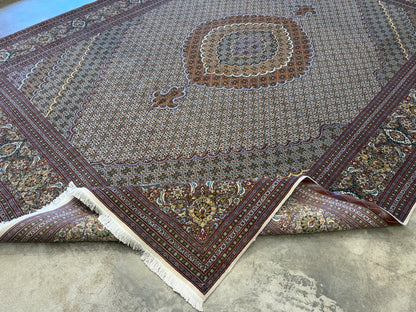 10’x13’2” Very Fine Hand-Knotted Persian Tabriz Mahi Area Rug