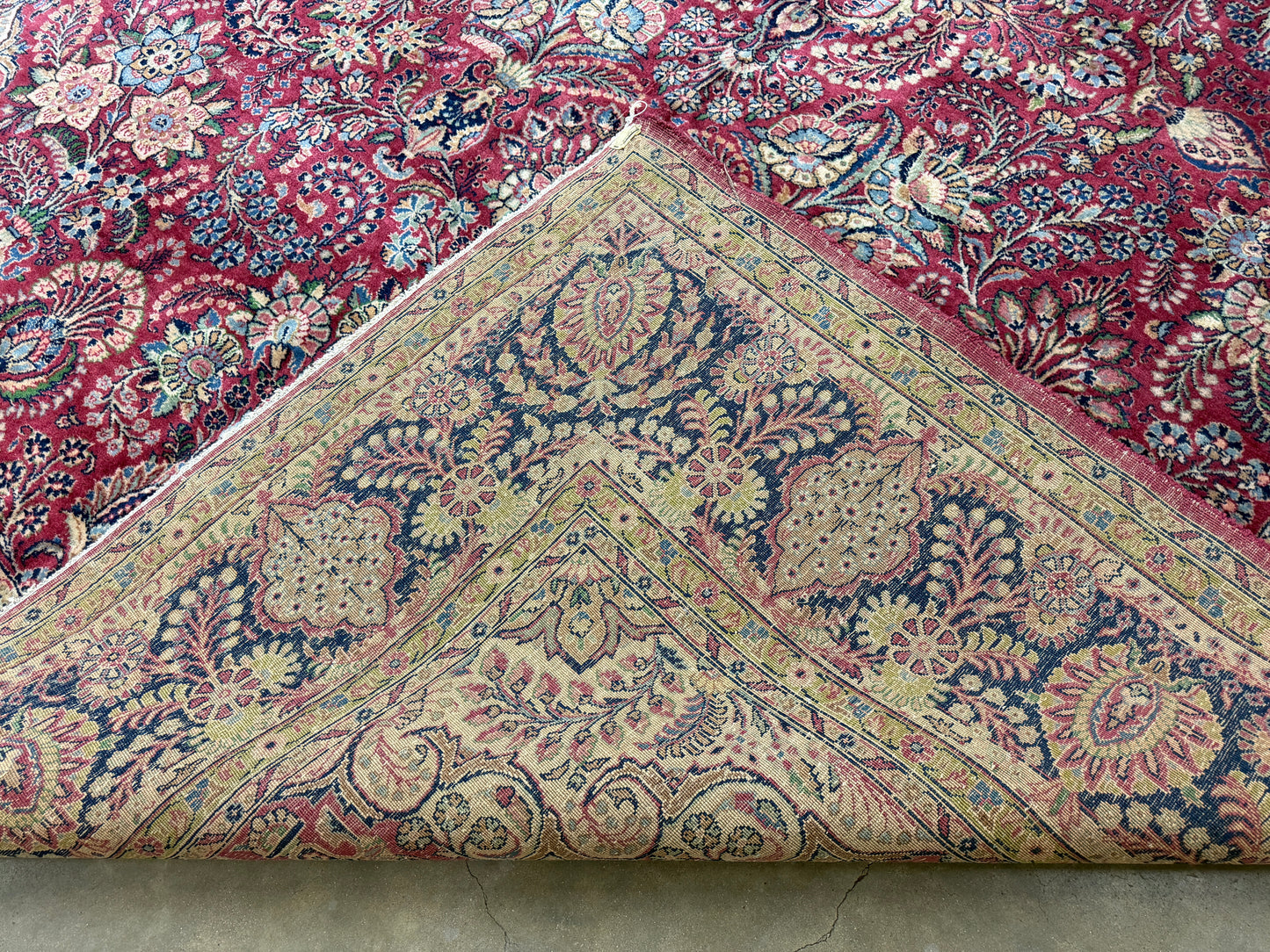 9’11”x13’6” Antique Hand-Knotted Fine Kork Wool Persian Sarouk Area Rug Handmade