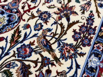 Hand-Knotted Pictorial Persian Isfahan Rug - 3’6”x5’5”