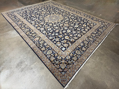 9’8”x12’5” Hand-Knotted Fine Wool Persian Kashan Signed Area Rug