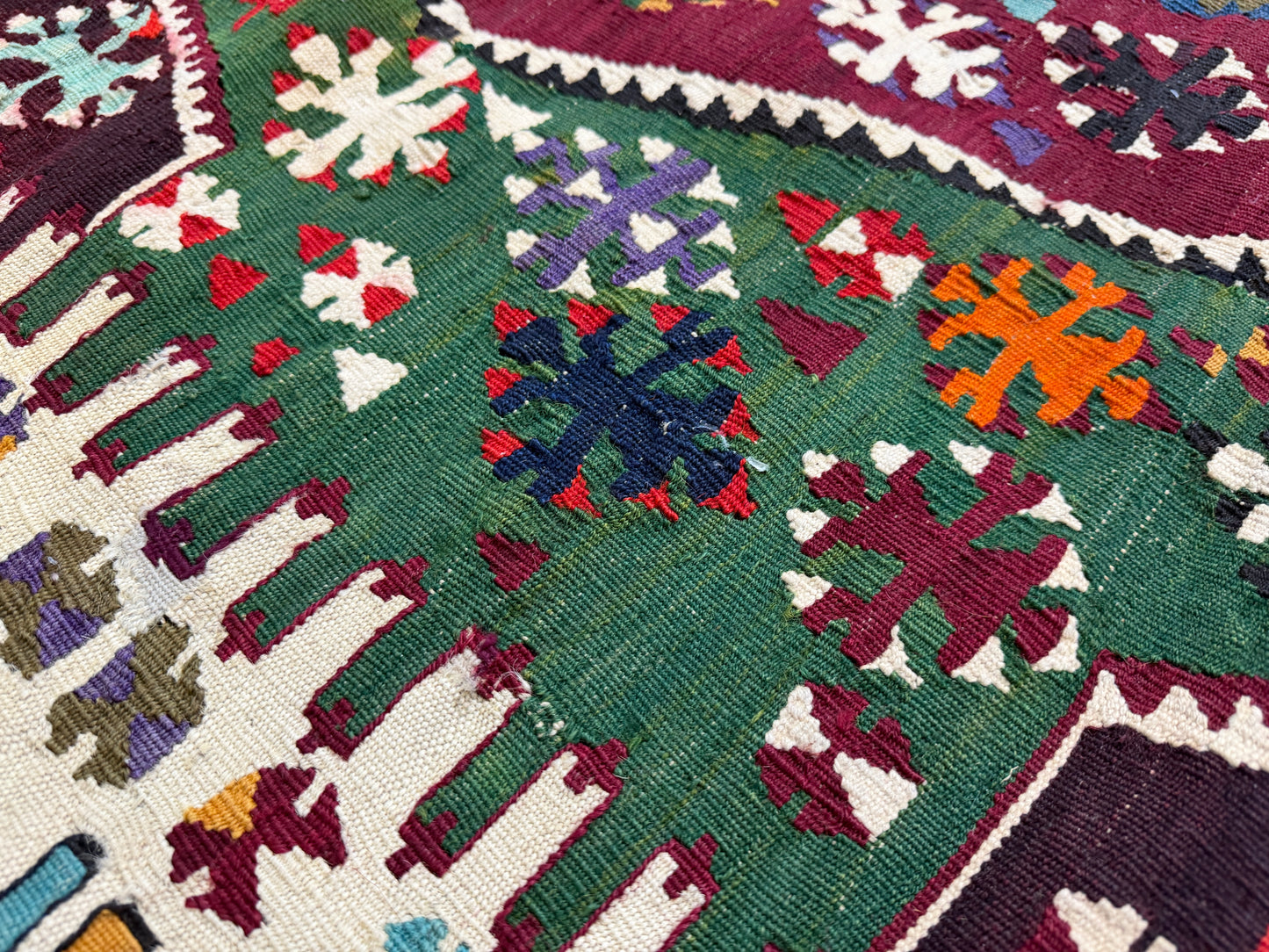 2’9”x14’10” Antique Hand-Woven Wool Flatweave Kilim Runner 2x14 Handmade Tribal Rug