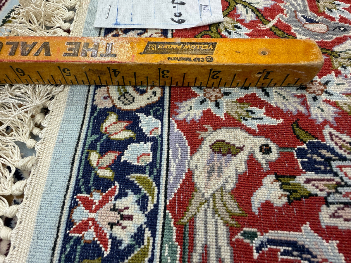 Hand-Knotted Pictorial Persian Isfahan Rug - 3’7”x5’7”