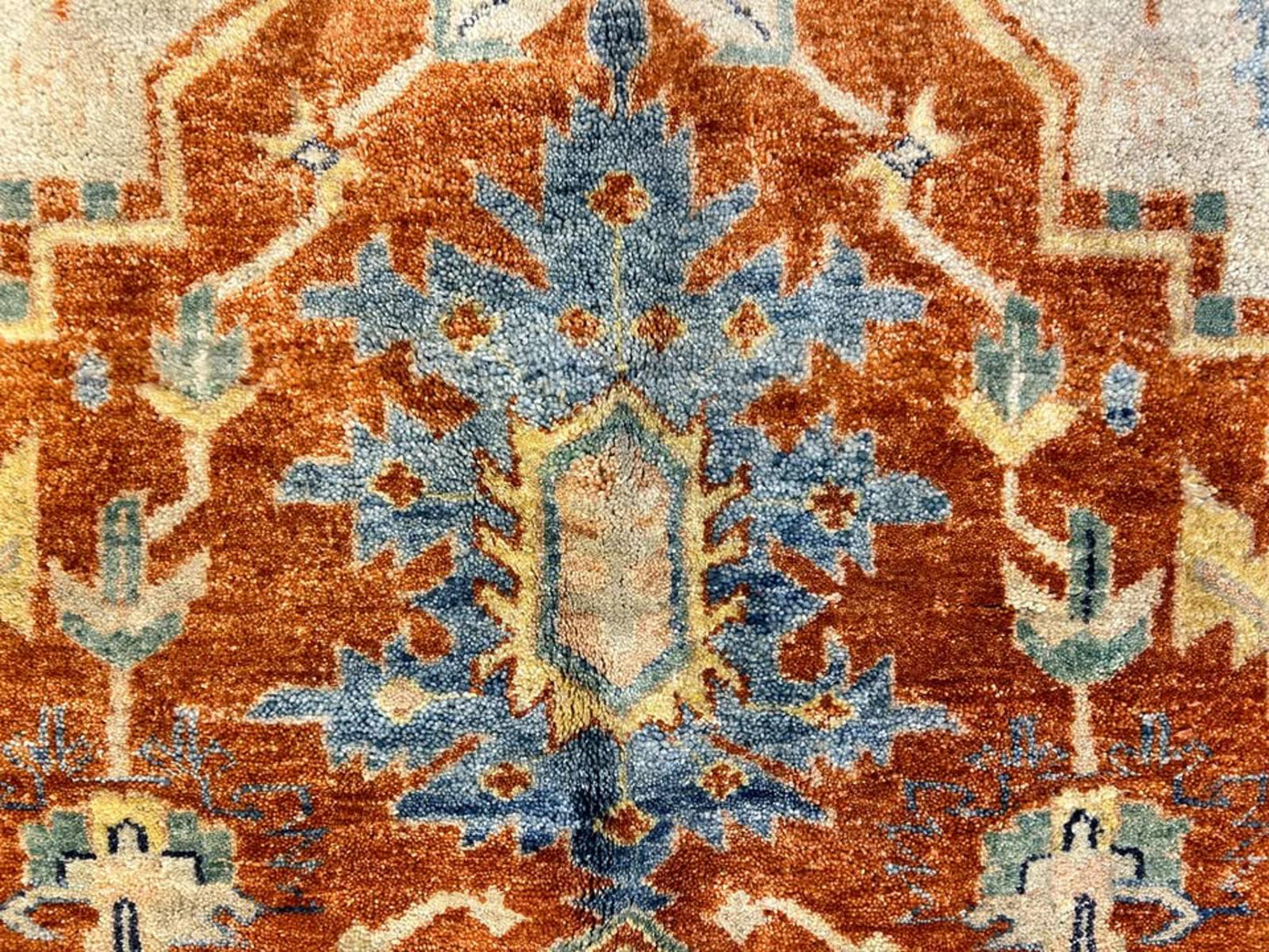 8'9"x12' Handmade 100% Wool Indian Serapi Rug