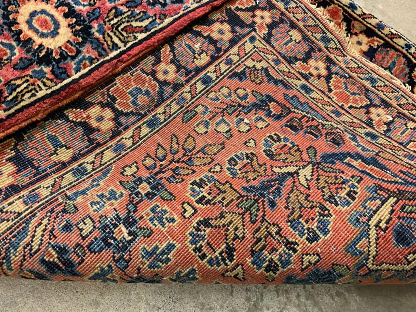 2'1"x4' Antique Handmade 100% Wool Persian Sarouk Rug