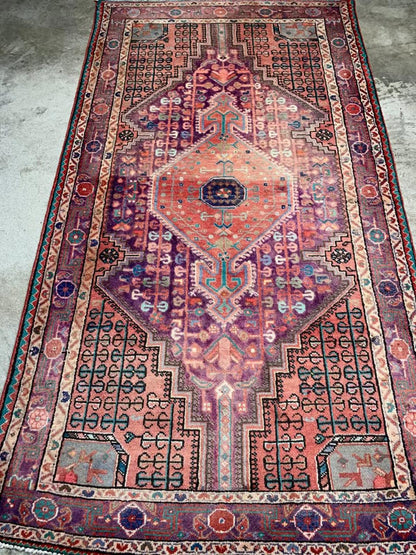 4'2"x7'7" Tribal Handmade 100% Wool Persian Nahavand Rug