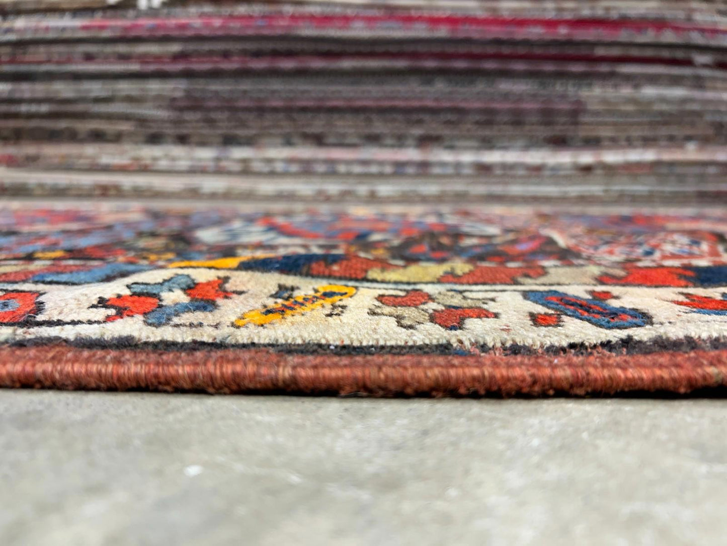 4'4"x6'4" Antique Hand-knotted Wool Geometric Caucasian Area Rug - Russian 4x6