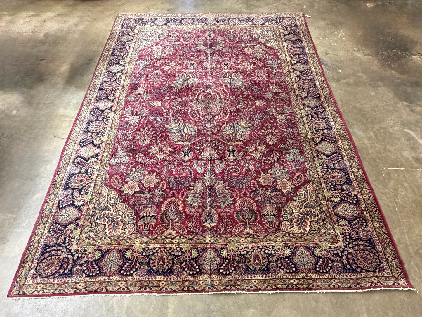 9’11”x13’6” Antique Hand-Knotted Fine Kork Wool Persian Sarouk Area Rug Handmade