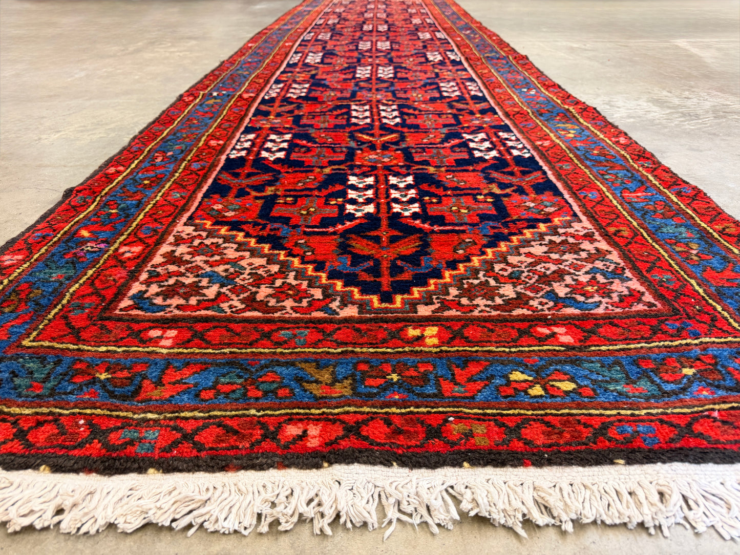 Hand-Knotted Malayer Runner - 3’4”x13’8”