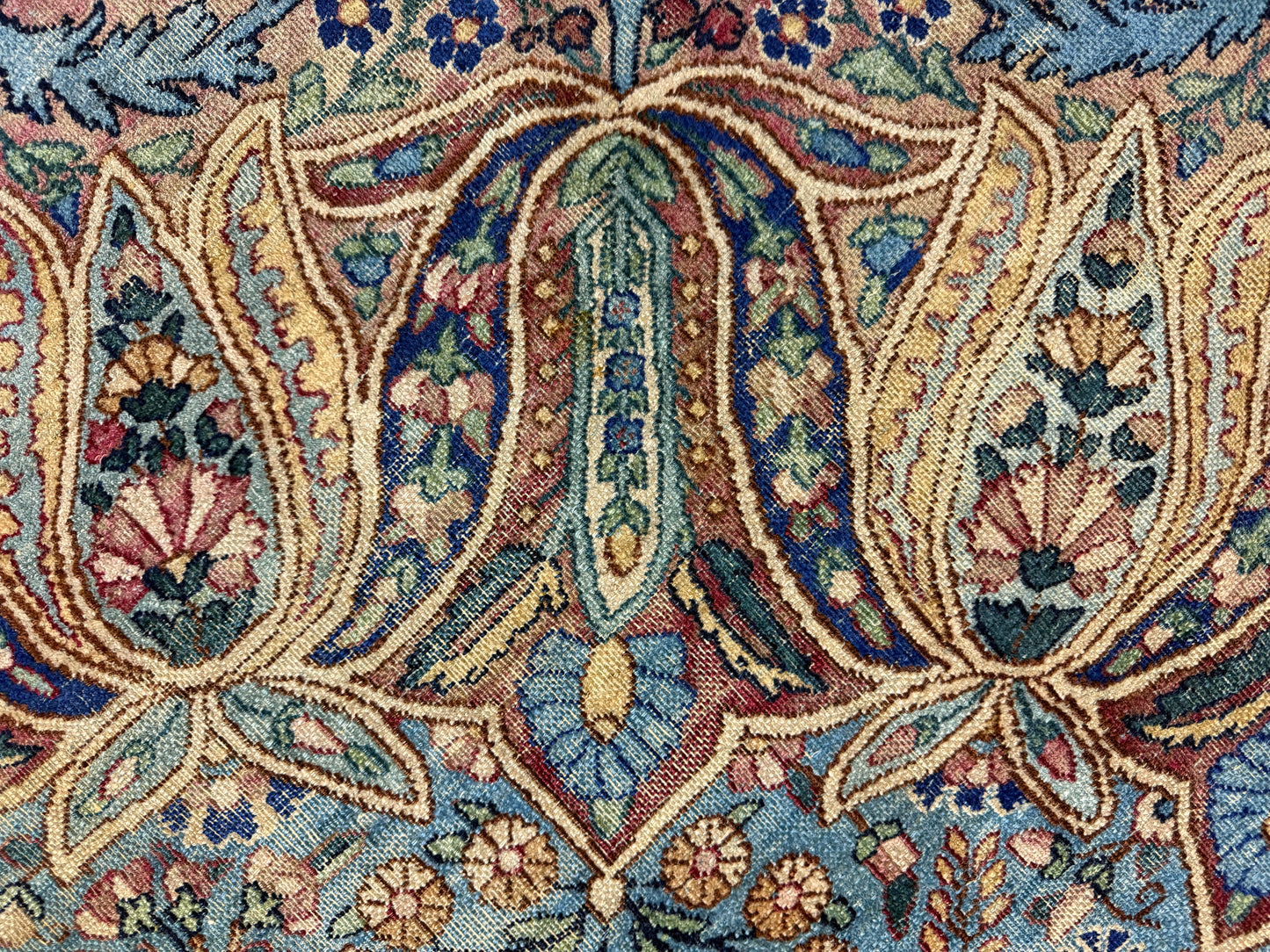 11’x14’10” Antique Hand-Knotted Fine Wool Persian Kerman Area Rug Handmade